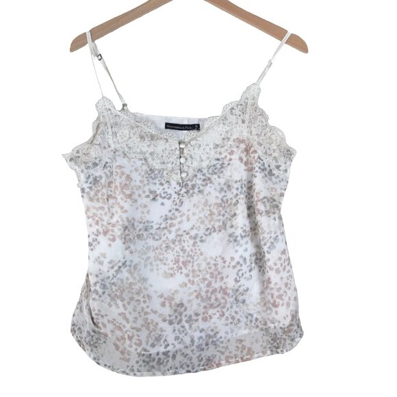 Abercrombie Lace Trim Floral Cami Top M Y2K - Picture 1 of 5